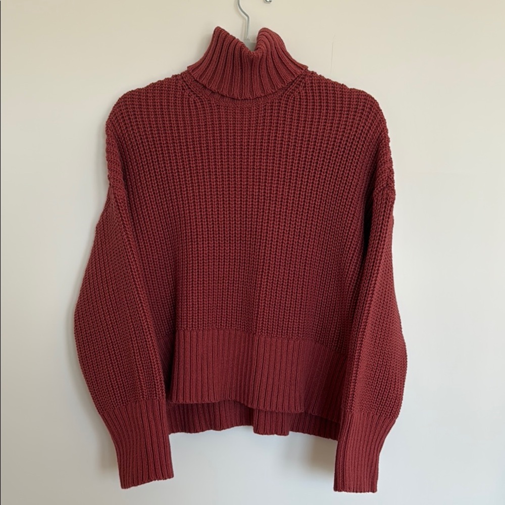 Madewell NWT Raspberry Cable Knit Turtleneck Sweater